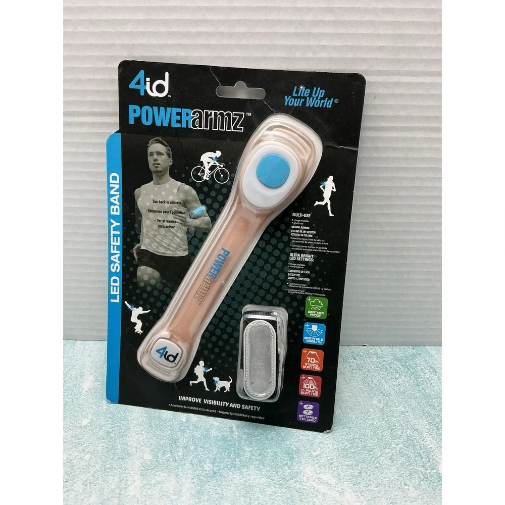 4ID PowerArmz LED Safety Arm Band Blue‎ LED Light NEW